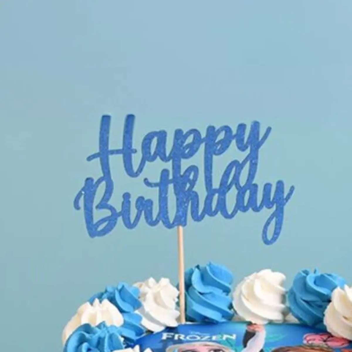 Blue Happy Birthday Topper (Glitter) TP014