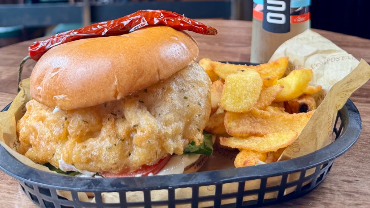 Chicken burger & chips