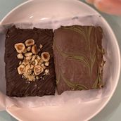 Nutella Brownie And Pistachio Kunafa Brownie