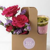 Ice matcha latte with flowers