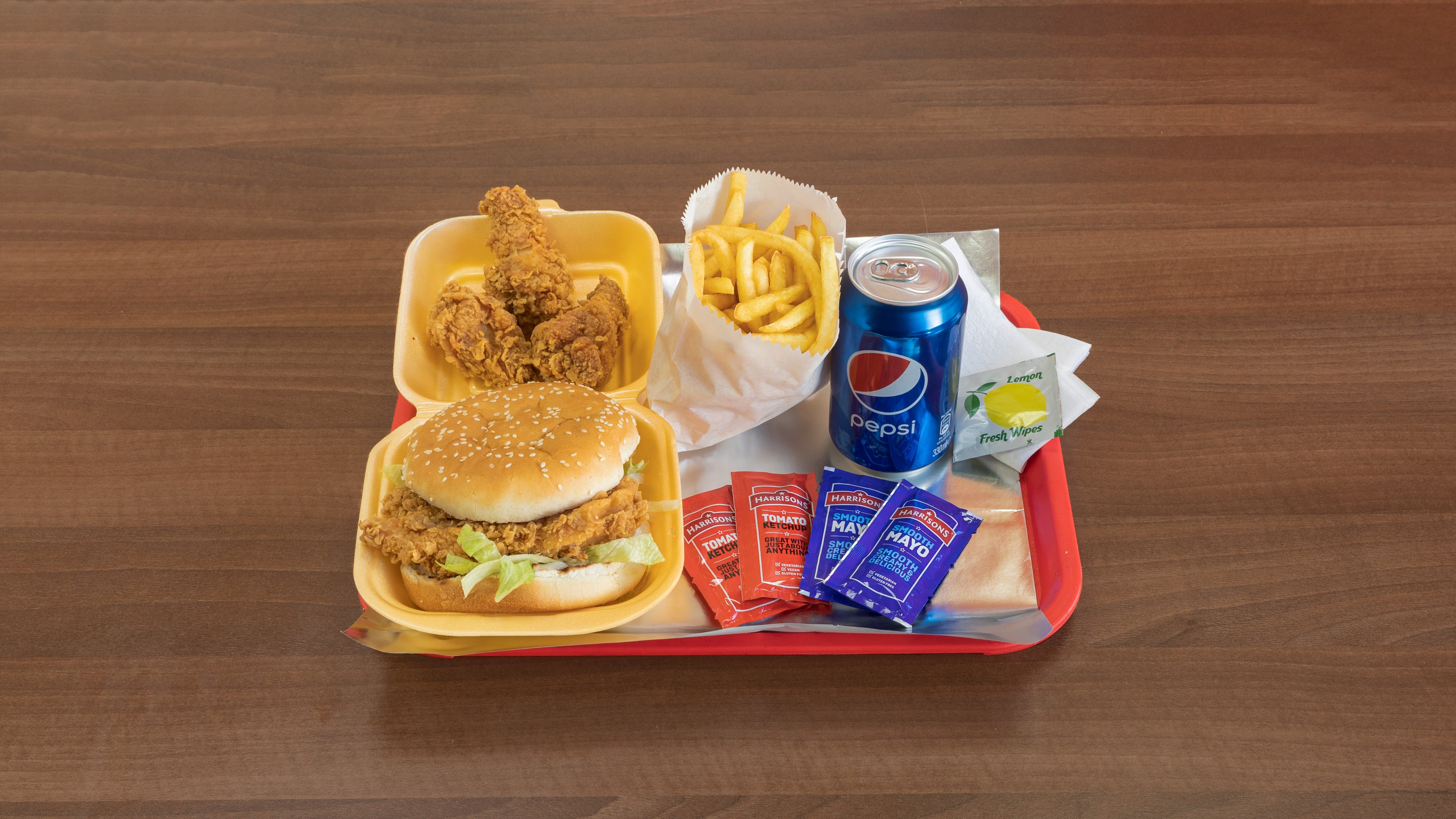 Chicken burger combo meal