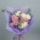 White and Pink Blooms - Purple Wrapped