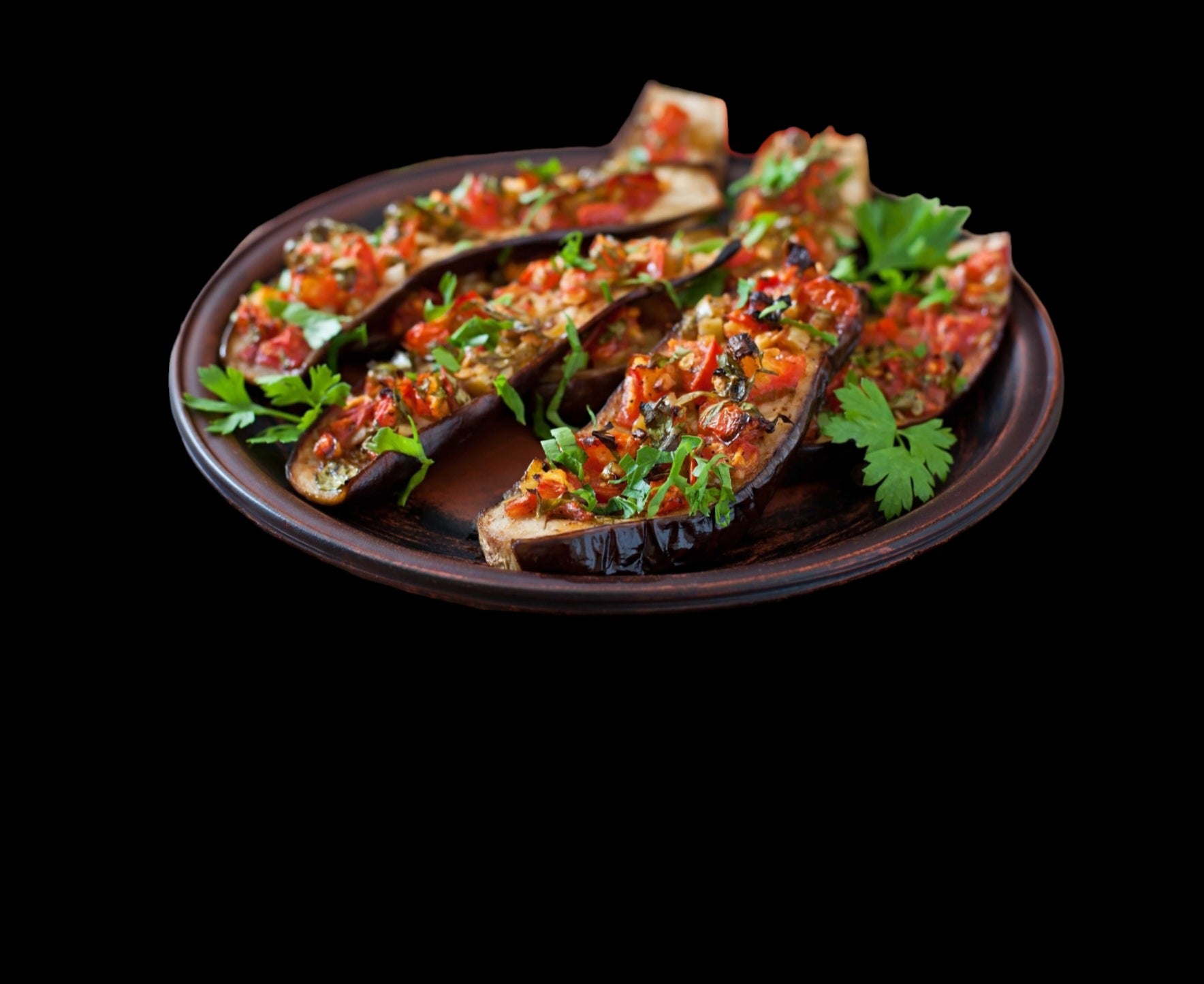 Aubergines with herbs tomato  garlic parsley  wrap