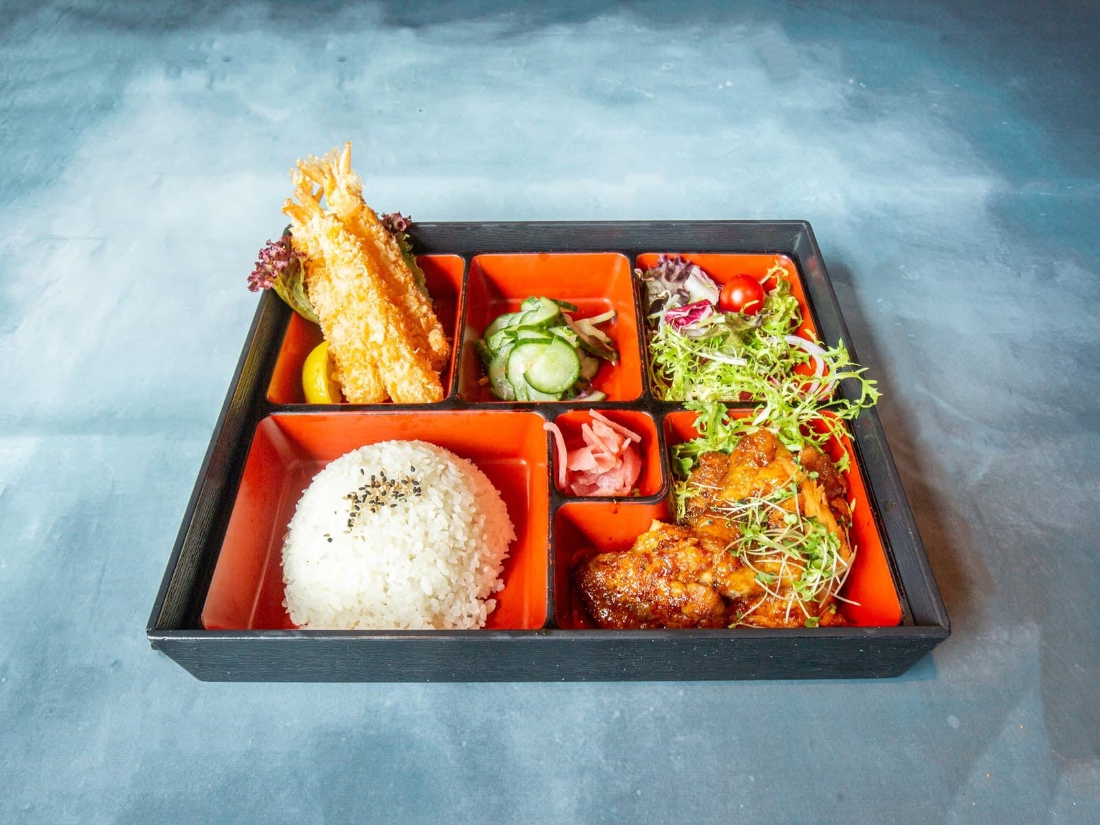 Prawn Katsu and Chicken Teriyaki