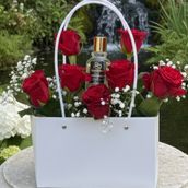 Perfume with Fresh Flowers Bag