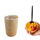 Toffee Nut Latte + Small Mango Cake