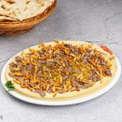 Hommos With Meat And Pine Nuts