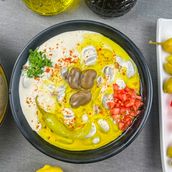 Foul with tahini and oil dish