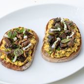 Wild Mushroom & Truffle Scrambled Eggs on Toast