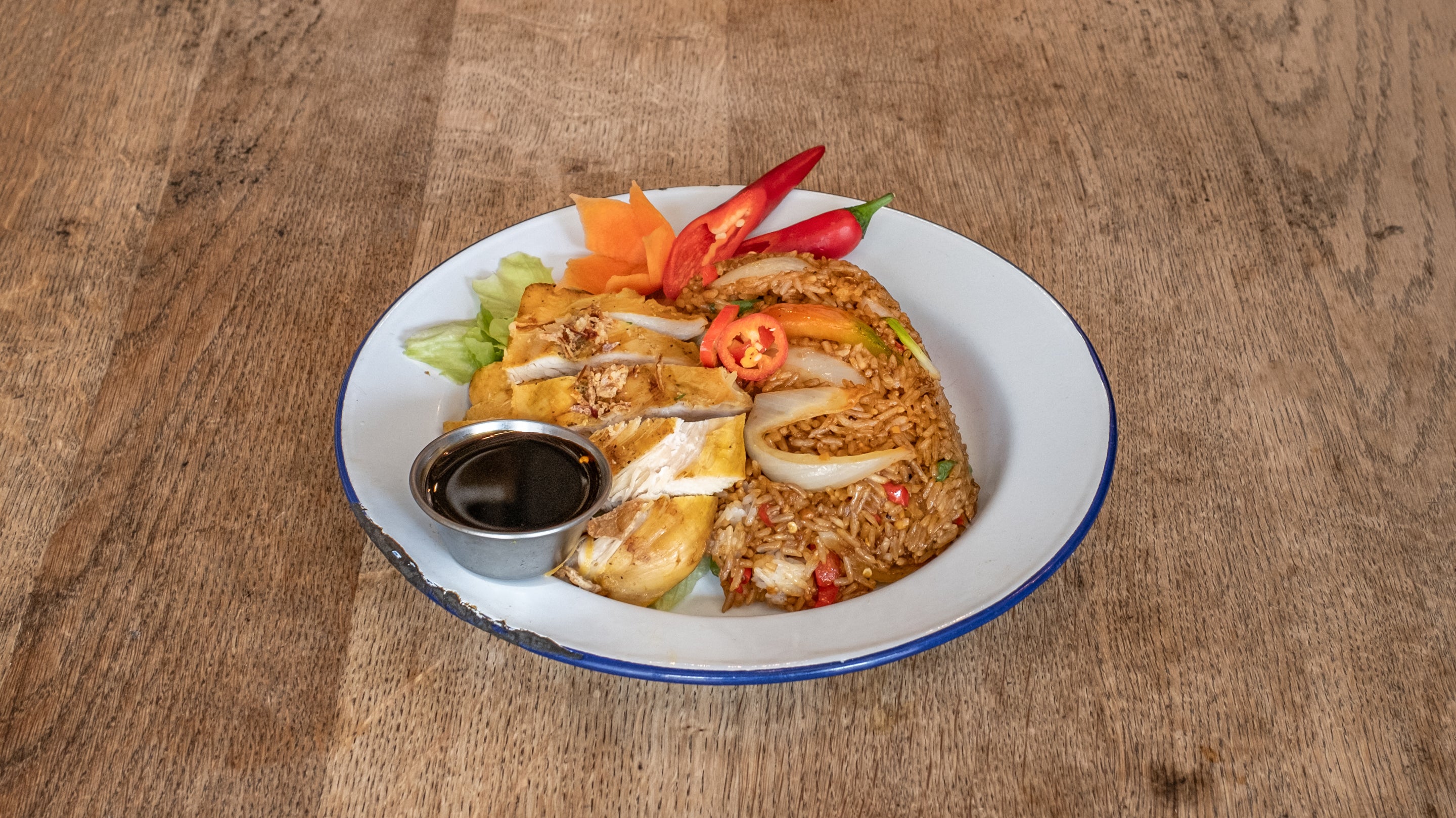 Basil Chilli Fried Rice with Grilled Chicken