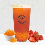 Strawberry Fruit Tea With Mango Boba