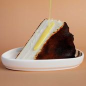 Basque Cheesecake Slice with White Chocolate Sauce