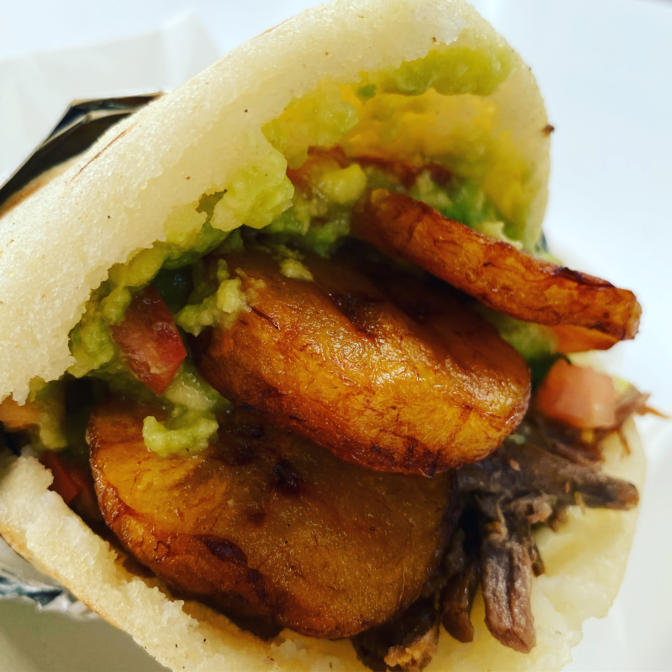 Beef  Arepa (Pulled  Brisket) Arepa con Carne desmechada