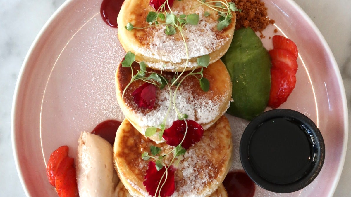 Strawberry Matcha Pancakes