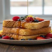 Lemon French Toast with Hint of Maple Syrup & Berries
