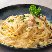 Salmon Carbonara Fettucine