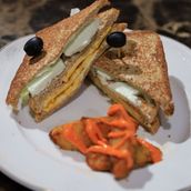 Halloumi toast with eggs and potatoes