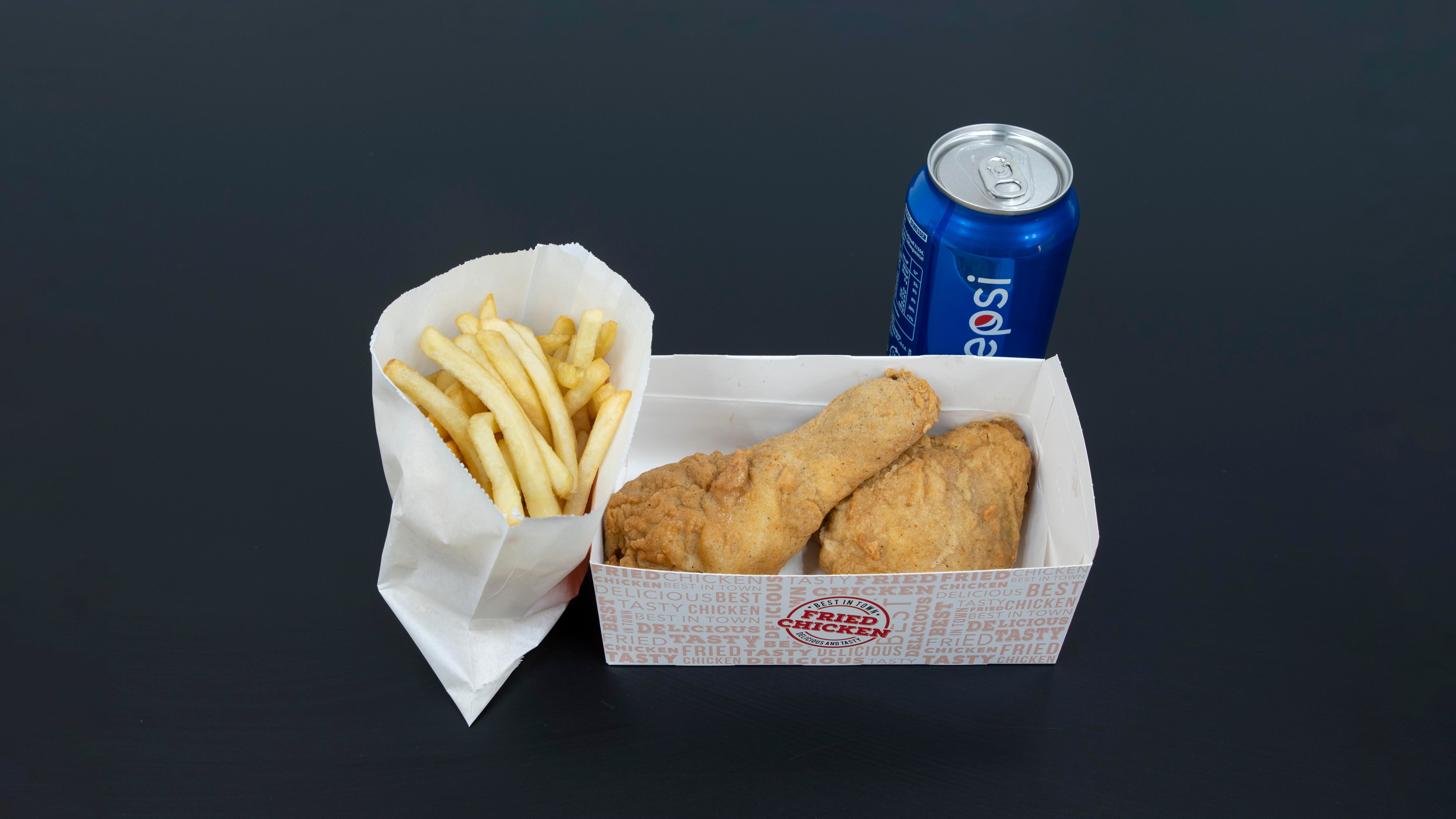 2 Piece Chicken Meal, Fries and Drink