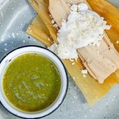 Tamale Of Chicken With Green Salsa