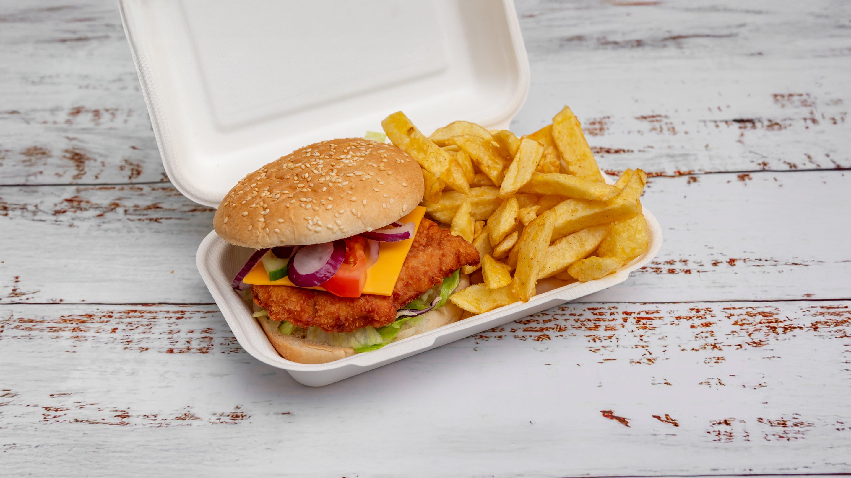 Chicken Fillet Burger with Chips