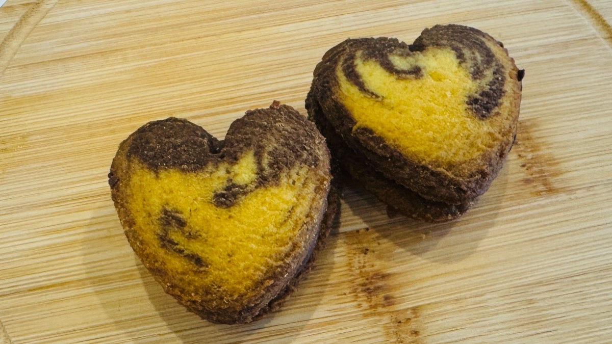 Chocolate filled heart biscuits