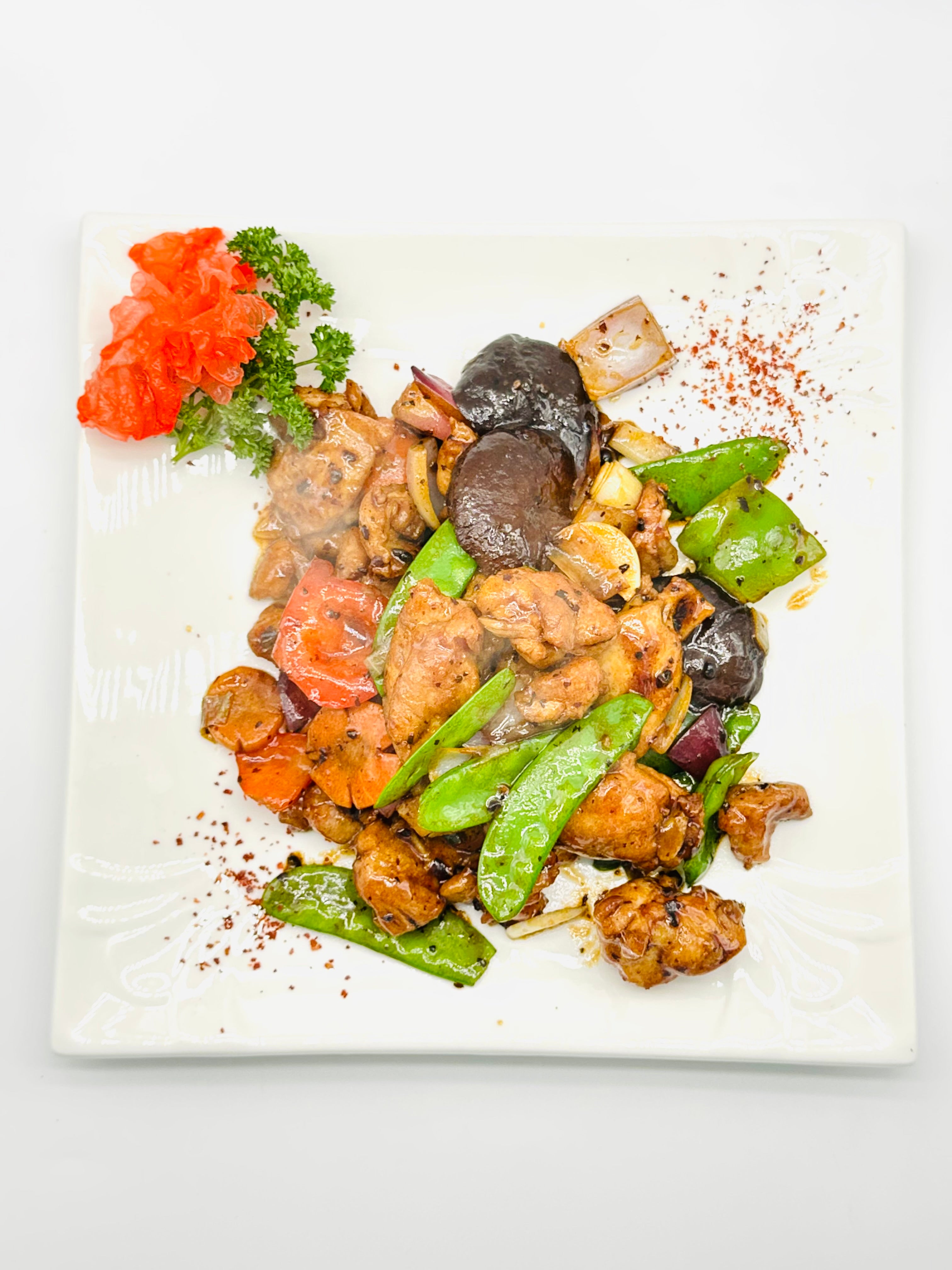 豉汁香菇雞 Chicken With Mushrooms In Green Pepper and Black Bean Sauce