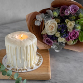 Bundle  Mini Candle Cake Silver Purple Bouquet