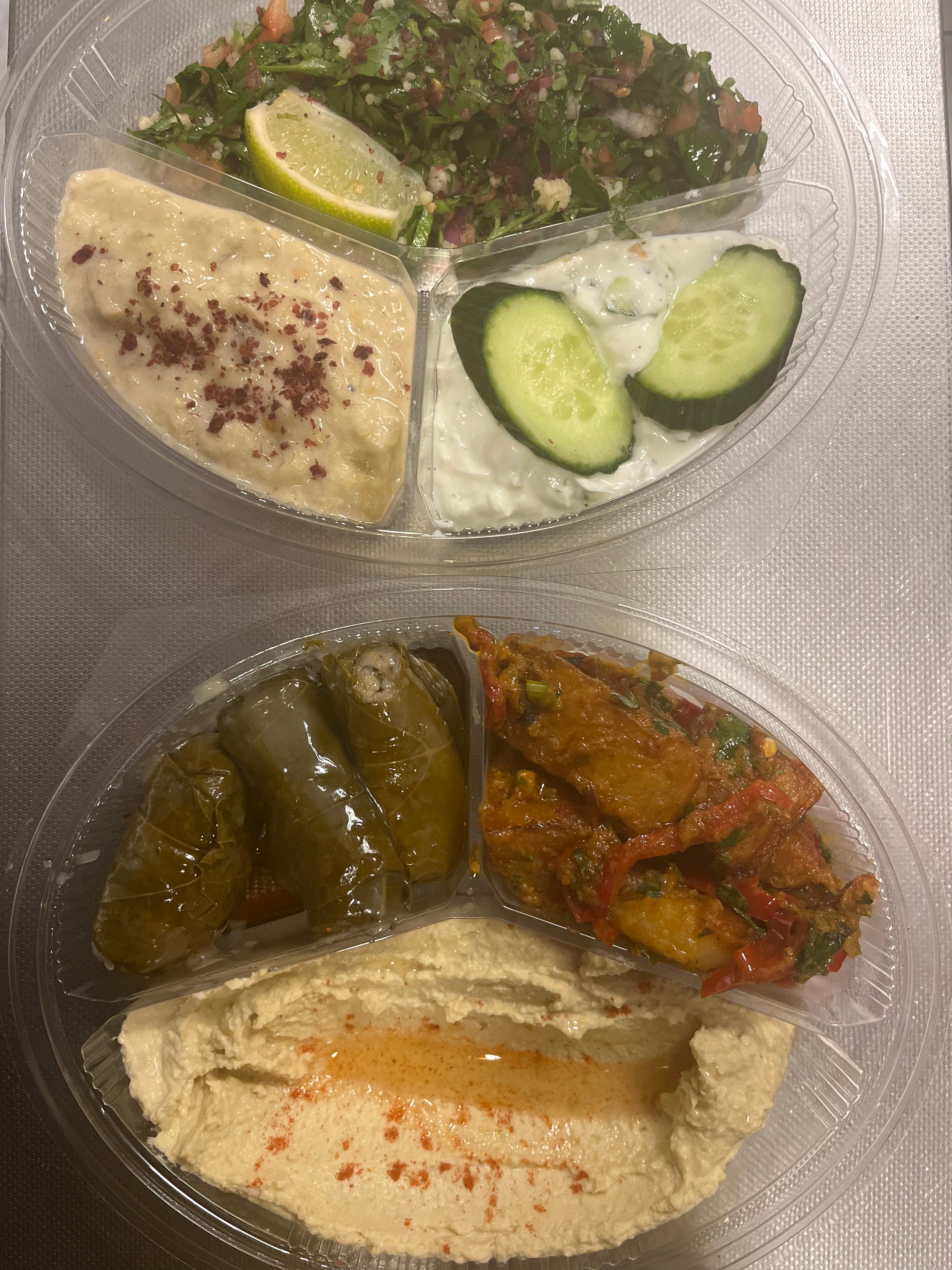 Cold Maze meal with chicken shawarma