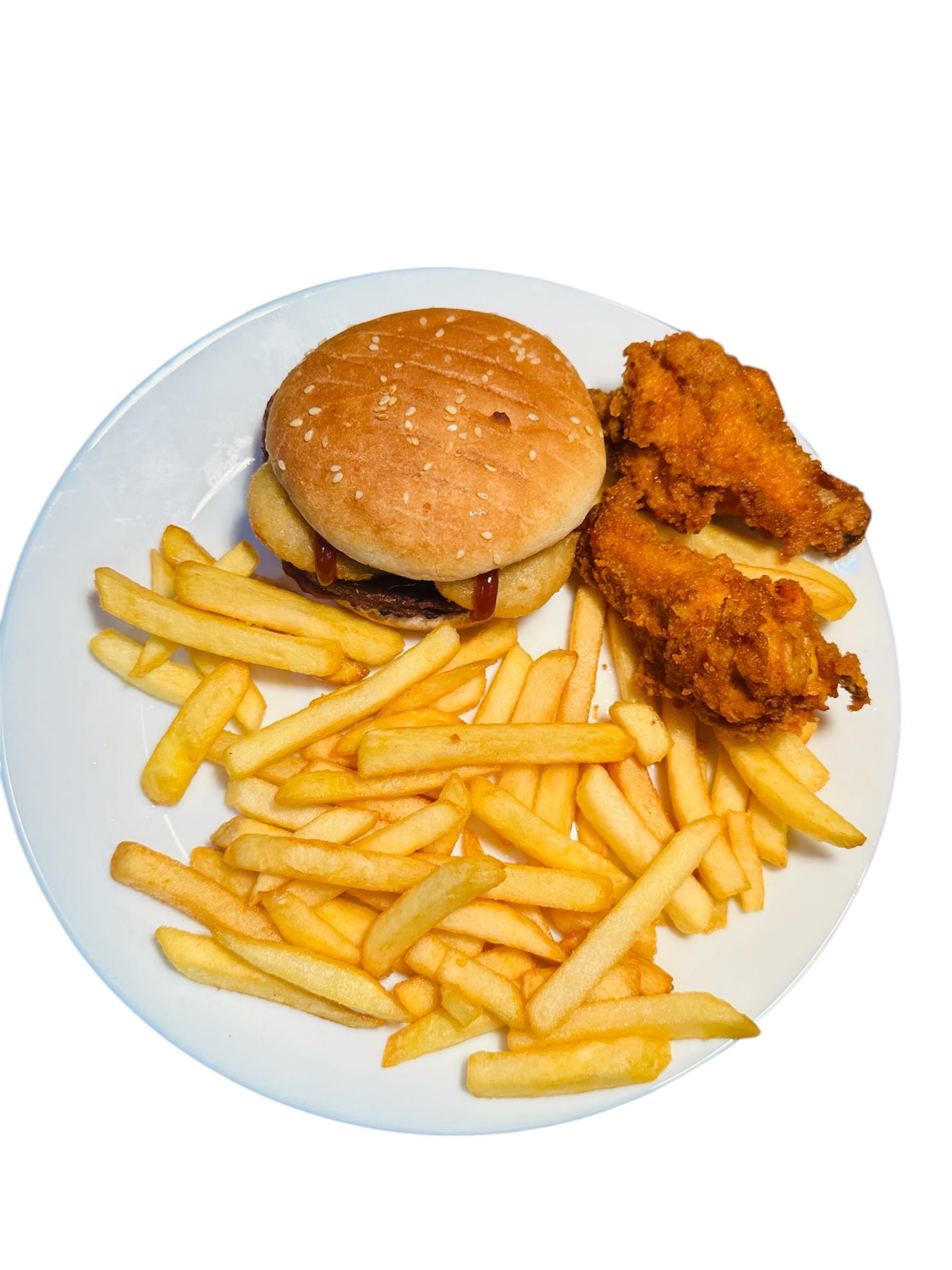 Rodeo Beef Burger with 2 Wings & Drink