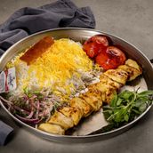 Boneless Joojeh Kabab With Saffron Rice