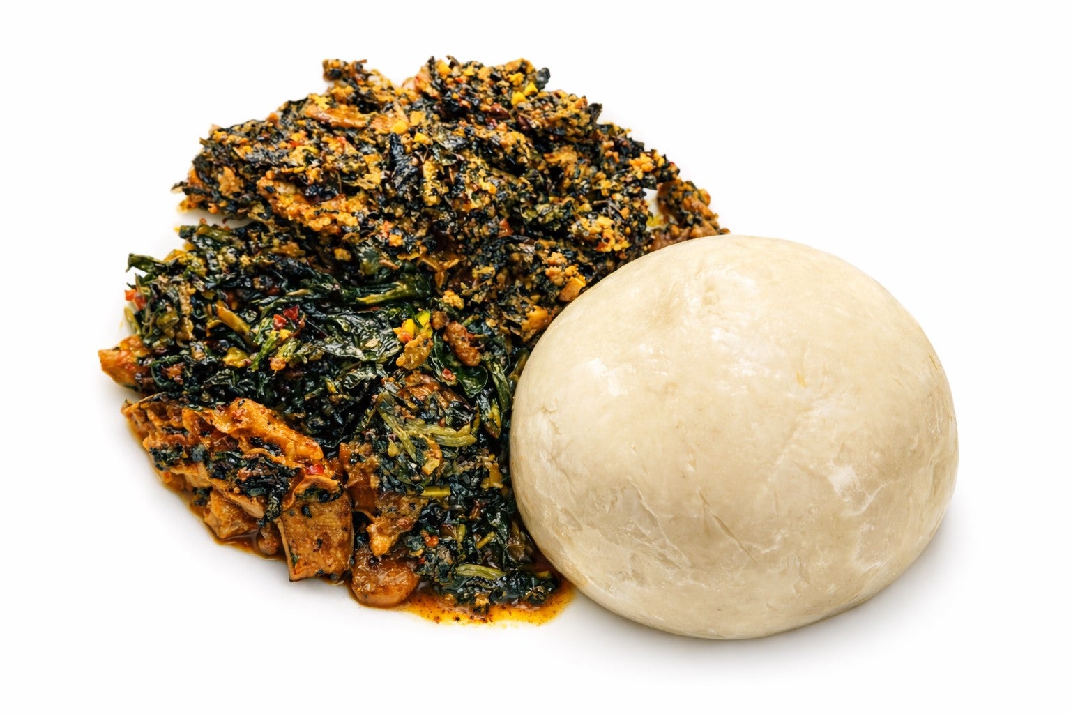 Poundo Yam with Efo-Riro