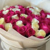 80 White And Pink Rose Bouquet - Ss-70