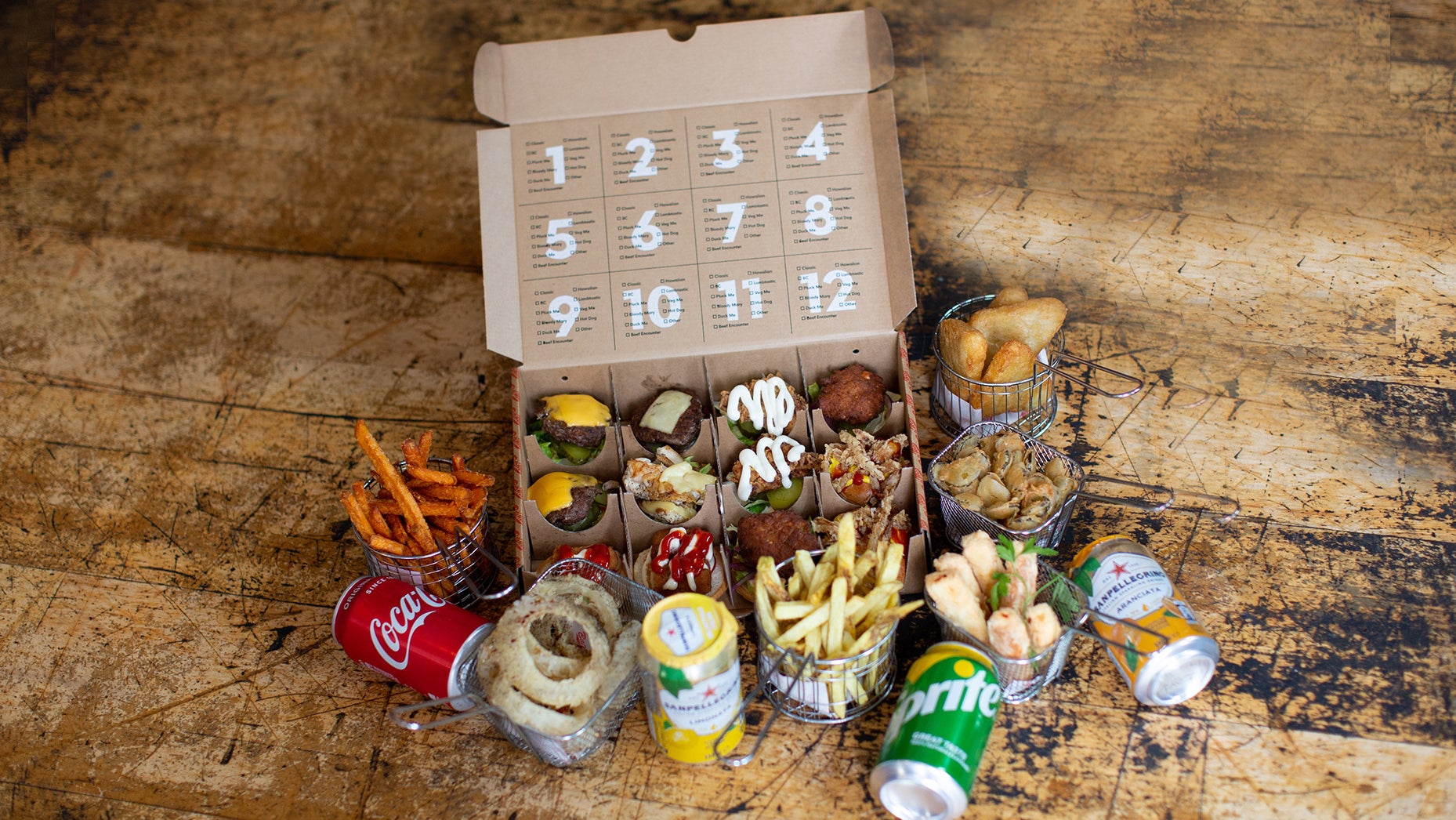 Combo Explosion-12 Chicken Burgers 6 Sides 4 Soft Drinks