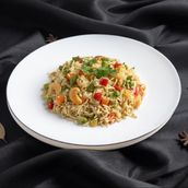 Morning Veggie Pulao With Fried Egg 