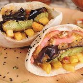 Sarookh French Fries With Falafel And Eggplant