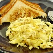 Scrambled Eggs, Toast, And Coffee Or Tea