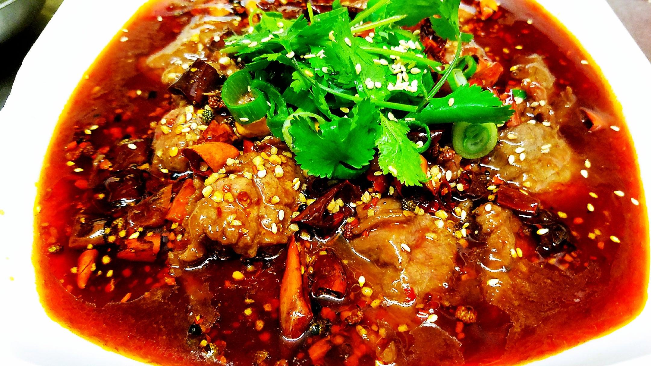 Sliced Beef Sichuan Style Lavishly Topped with Chilli and Sichuan Pepper