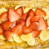 Maple crepe with bananas and strawberries