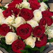Simply White And Red Bouquet