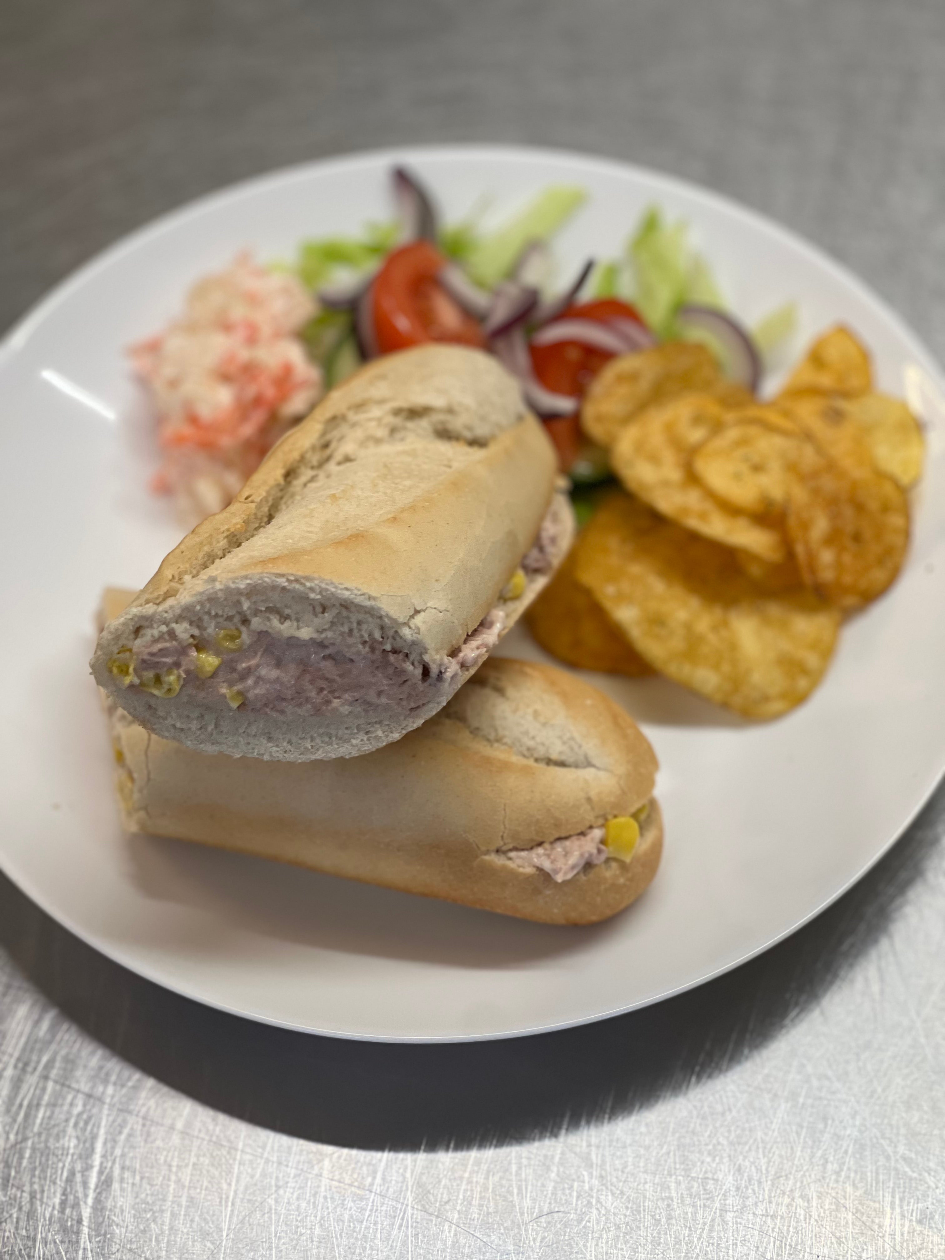 Tuna mayo  and sweetcorn baguette