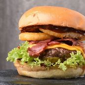 Burger Meal With Caramelized Onions