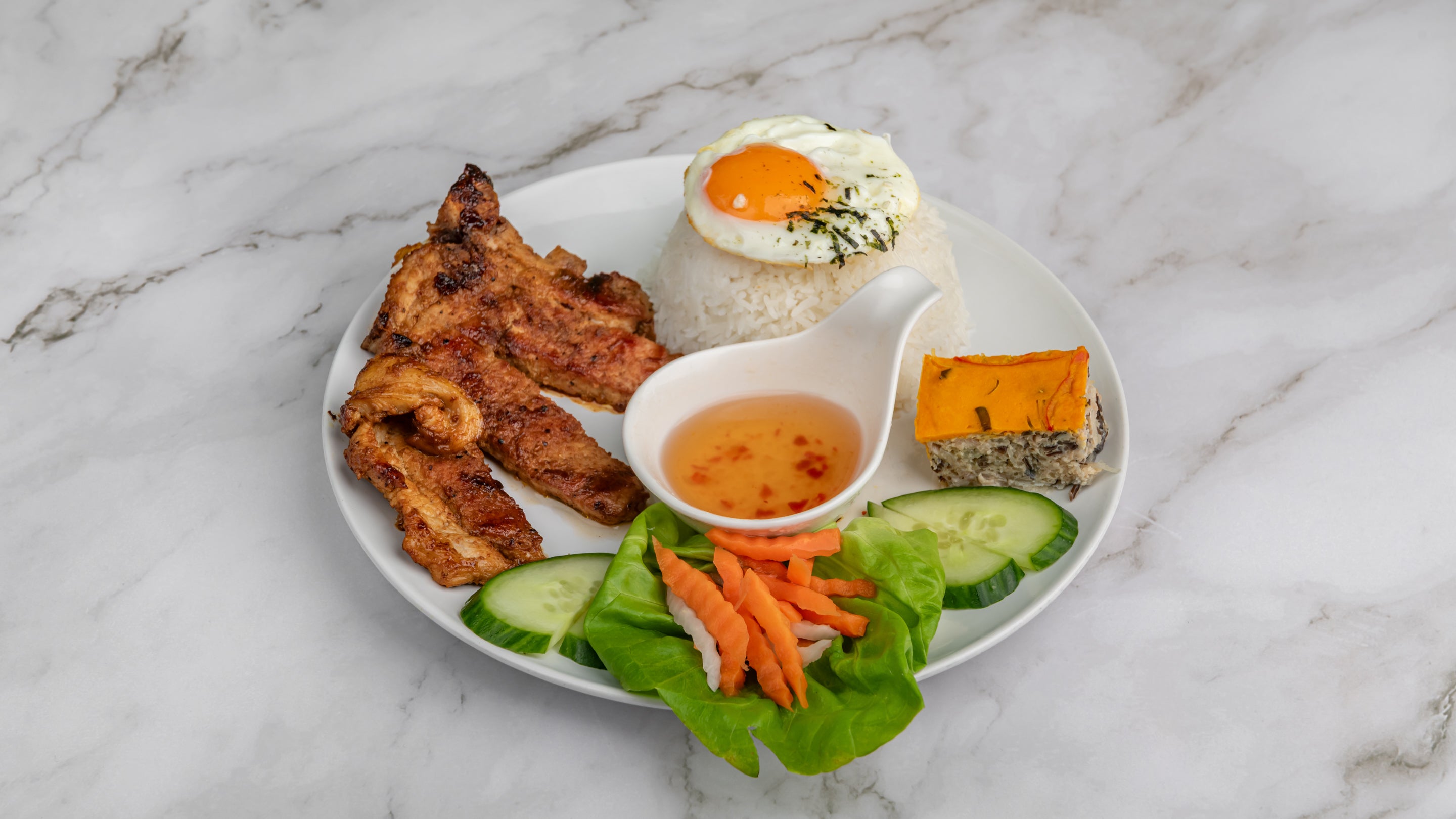 Rice with Grilled Pork Chop - Cơm Sườn Nướng