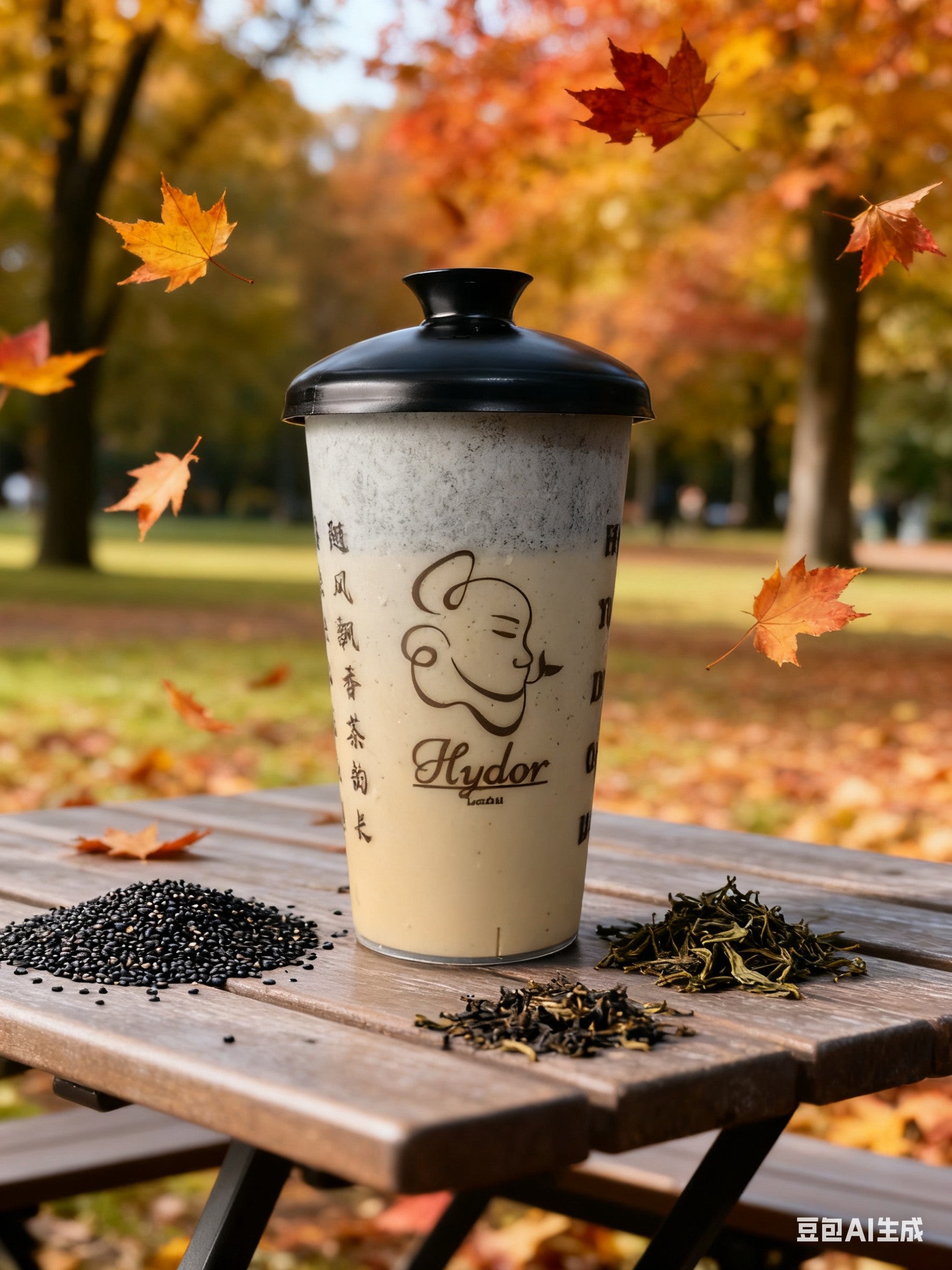 Black sesame milk tea黑芝奶茶