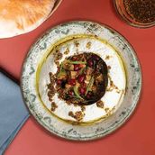 Labneh with Makdous and Zaatar