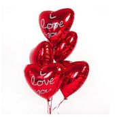 5 Red Heart Foil Balloons 