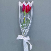 The Beauty Single Red Rose With White Wrapping