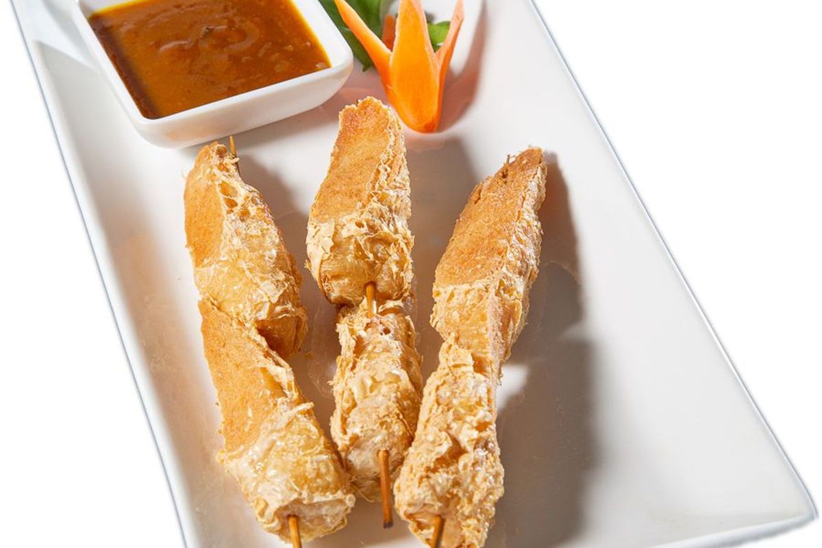 Vegan Chicken Skewers In Satay Sauce