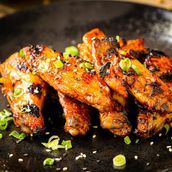Bbq Chicken Wings Served With Tomato Ketchup
