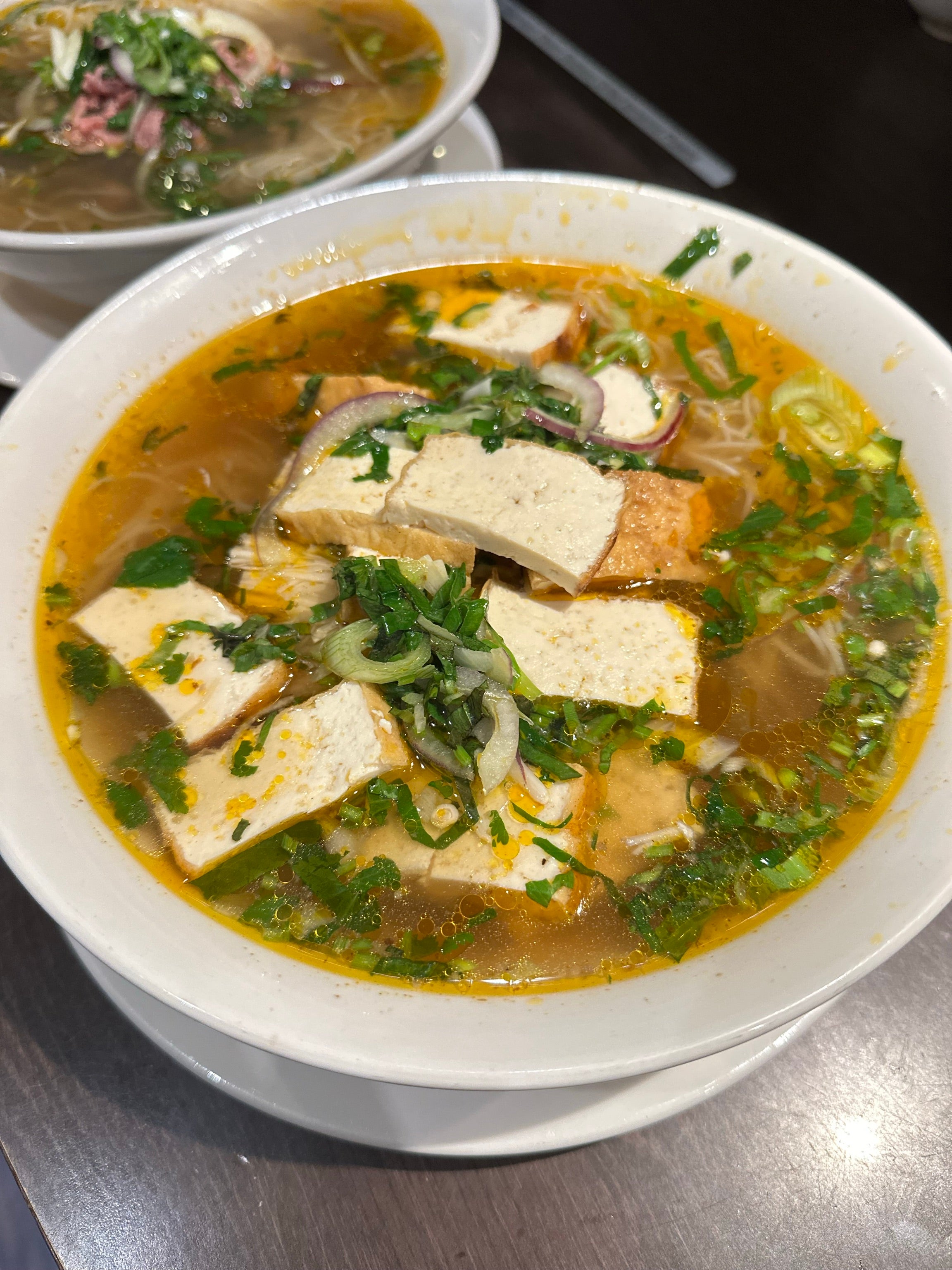 Bún Huế with Tofu and Enoki Mushrooms