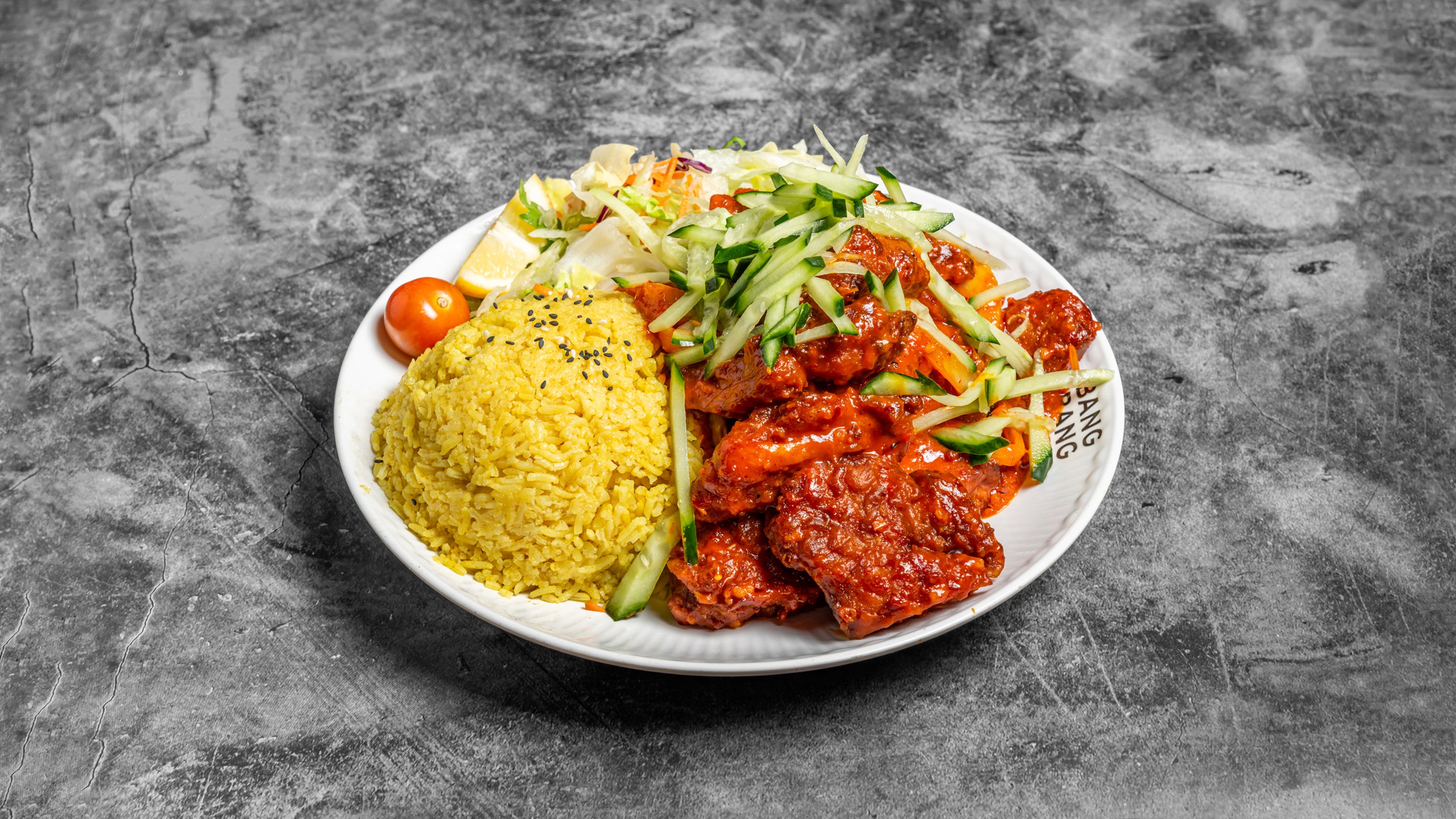 Bali Satay Sauce Fried Chicken with (Yellow Rice or Noodles)